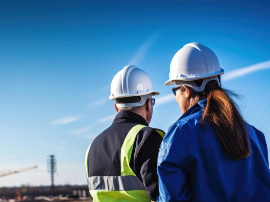 Profesionales de seguridad observando la obra